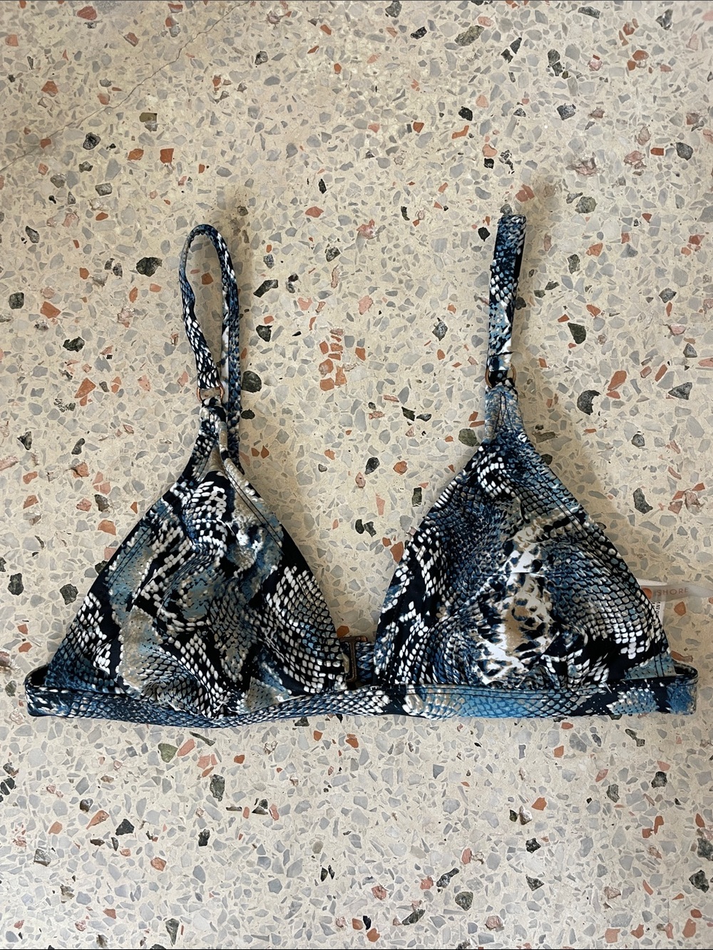 Shade & Shore Blue Black Snake Print Bikini Top